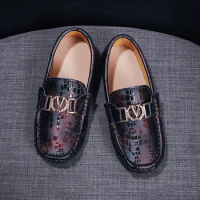 2023 Loafers Shoes Genuine Leather For Kids Boys Girls Children Toddlers Mocassins Flats Casual Boat Slip-on Soft Boot Size28~49