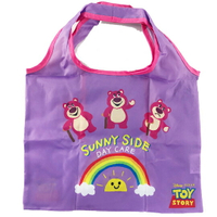 小禮堂 迪士尼 熊抱哥 折疊尼龍環保購物袋 環保袋 側背袋 手提袋 (紫 彩虹)