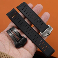 Natural Rubber Watchband For TAG HEUER GRAND CARRERA wristband Waterproof Sport Strap Soft Silicone Watch Bracelet 22mm 24mm