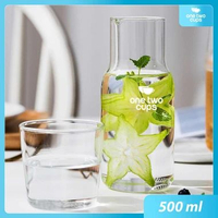 One Two Cups Set Teko Gelas Kaca Kopi Teh 1 Teko 1 Gelas - 0007G-C Big 500ml Transparan