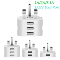 1/2/3-Port Dual USB 3 Pin Plug Adapter Universal 5v2.1a Uk Plug Power Adapters Mains Intelligent USB Charger Travel