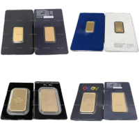 (Link 1) 1oz/2.5g/5g/10g/20g/50g 24k Gold Plated Copper Copy Bar Bullion Ingot (Sealed Packaging) Non-magnetic Unique serial No.