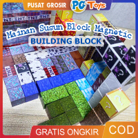 PGTOYS Minecraft Block Mainan Balok Magnetik Building Tosi Desain 3D Cube Edukasi Anak Susun Kubus M
