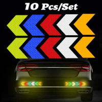 10 Pcs/Set Car Reflective Sticker Arrow Sign Tape Warning Safety Stickers Car Bumper Trunk Safety Decoration Auto Accesorios