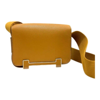 【Hermes 愛馬仕】GETA 木屐包 山羊皮(焦糖棕/銀釦/U刻)