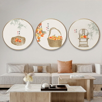 心經畫 心經掛畫 壁畫 裝飾畫新中式柿柿如意掛畫玄關客廳餐廳圓形畫框裝飾畫竹子園林風景壁畫