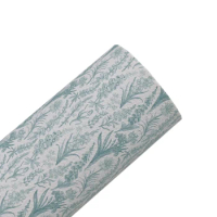 New Rainbow 30x22CM/A4 Emerald &amp; White Flower Secret Garden Print Faux Leathere Sheet For DIY HairBows, Shoes, Bags, Homedeco