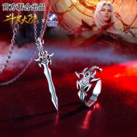The Land Of Warriors Douluo Continent Anime Tang San Sword Ring Necklace Pendant 925 Sterling Silver Dalu Shrek Action Figure