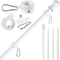 White Flag Pole Kit for House 5 FT Thickened Stainless Steel Outside Wall Mount Flagpole for 3x5 Ame