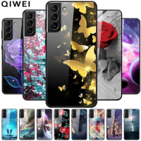 Phone Cases for Samsung Galaxy S21 FE 5G Tempered Glass Hard PC Back Cover For Samsung S21 Plus S 21 Ultra 5G Case S21FE S21+