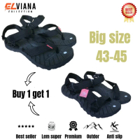 buy 1 get 1 jumbo bigsize 43-45 . Sandal talincang gunung lem kuat antui slip hitam Karet Jepit Pria