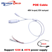 Heanworld PoE camera cable for change ordinary IP camera to PoE camera PoE cable RJ45 camera Cable 48V &amp; DC12V white black color