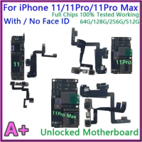 Fully Tested Unlocked Placa For iphone 11/11 pro/11pro max Motherboard with Face id Chips Mainboard Clean iCloud Logic Board