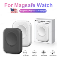 For Magsafe Portable Magnetic Wireless Charge For Apple Watch 9 8 7 6 5 Samsung Galaxy Watch 6 5 Pro USB C Port Fast Charge Base