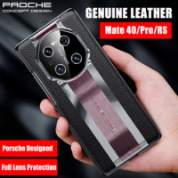 Genuine Leather Phone Case For Huawei Mate 40 Pro Mate40RS Cowhide Crocodile texture Original Luxury plating Hard Capa Casing