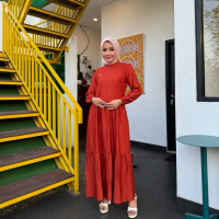ALANA MIDI BY HAYFA MOESLIM WEAR GAMIS SIMPEL DAN ELEGAN BAHAN RAYON GAMIS BUSUI