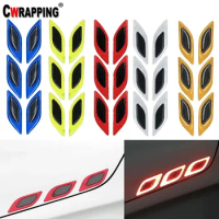 6PCS Car Reflective Sticker Styling Reflective Strips Night Safety Warning Stickers for Auto Anti-collision Decorative Stickers