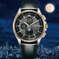 CITIZEN星辰 GENT'S系列 電波對時 月相盈虧顯示 鈦金屬光動能腕錶／BY1004-17X／41.5mm