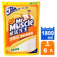威猛先生 愛地潔地板清潔劑 補充包-清新檸檬 1800ml (6入)/箱【康鄰超市】