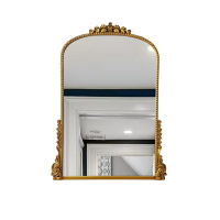 免運 家具 法式複古輕奢拱形歐式衛浴室鏡掛鏡子衛生間梳妝化妝鏡鵰花裝飾鏡 可開發票