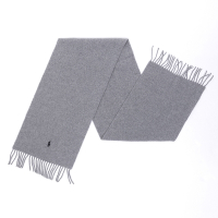 Polo Ralph Lauren RL 熱銷刺繡小馬羊毛針織圍巾(義大利製)-灰色