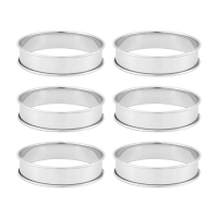 6 Pack 4 Inch Double Rolled English Muffin Rings, Stainless Steel Crumpet Rings, Tart Rings, Round