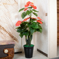假花火鶴紅掌仿真花落地套裝塑料花 大型植物裝飾花盆栽客廳擺設