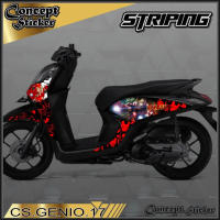 [COD]  Stiker GENIO striping motor GENIO HONDA motor sticker variasi Racing G-17