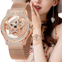 LIGE Diamond Women Watches Rose Gold Watch Ladies Waterproof Luxury Creative Hollow Clock Woman Bracelet Watch Relogio Feminino