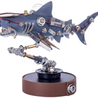 3D Metal Puzzle Shark Model Kit DIY Animal Mechanical Shark Model Toy DIY 3D Metal Puzzle DIY Model Kit for Children Gifts