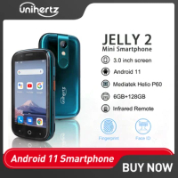 Unihertz Jelly 2 Mini Smartphone Android 11 Helio P60 Octa Core 6GB 128GB 3.0 Inch Smallest Phone 16MP 2000mAh Fingerprint NFC