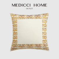 Medicci Home Villa Decorative Cushion Cover European Athena Lush Velvet Golden Embroidery Throw Pillow Cases Shams Dropshipping