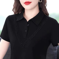 Cộc Tay Cổ Bẻ Màu Trơn T Áo Sơ Mi Nữ Mùa Hè Mẫu Mới Size Lớn polo Áo Phông Kiểu Tây Trẻ Trung Áo Tôn