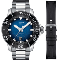 TISSOT 天梭官方授權 Seastar2000 海星排氦閥裝置600米潛水機械錶組-T1206071104101/46mm