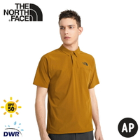 【The North Face 男 抗UV POLO衫《棕褐》】4UAZ/防潑水短袖/半襟衫/運動衣/休閒衫