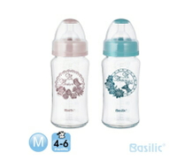 貝喜力克防脹氣高耐熱玻璃奶瓶240ml (4-60)M