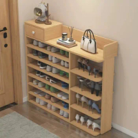 Nordic shoe rack, household doorstep with shoe changing stool, large capacity shoe rack, simple modern storage shoe cabinet
