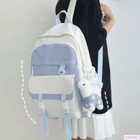 韓版百搭工裝風書包男女學生大容量日系旅行包雙肩背包 學生上課後背包 卡通肩背包 戶外運動背包