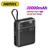 Remax 20000mAh 10000mAh PD22.5W Powerbank With Type C Cable for Phone Xiaomi Huawei Portable External Battery Fast Charger