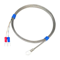 -50-420 degree Thermocouple PT100 Temperature Sensor 1/3/5M Braided Cable 3 Core Shielded Wire Resistant Detector