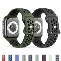 Sport Strap For Apple Watch band 45mm 41mm 44mm 42mm 40mm accessories Silicone Correa Bracelet Series 8 SE 9 7 6 5 Ultra 2 49mm