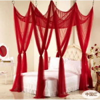 Baroque Wine Red Installation Free Double Color 8-door Adhesive Hook Large Bed Mosquito Net Ceiling Court 1.8-2.0m Bed Curtain