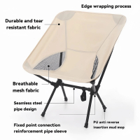 Kursi Lipat Camping Outdoor Portabel Ultra Ringan, Mudah Dilipat Bahan Kain Oxford 600D, Cocok Berke