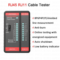 Penguji Kabel Rangkaian, RJ45 dan RJ11, dengan Paparan LED, untuk Kabel LAN, Rangkaian, Wayar, Penge