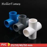 1pc 25mm 32mm 40mm 50mm PVC Pipe Cross Connector Garden Irrigation System Parts Water Pipe 4 Way Adapter Fish Tank Supplies