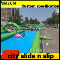 free sea shipping,100x6m giant outdoor commercial rental inflatable slip n slide,slide the city,big inflatable water slide city