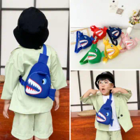 Casual Cool Baby Boys Chest Bags Portable Cute Kids Girls Coin Purse Handbags Cartoon Shark Children Shoulder Crossbody Bag