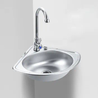 Stainless steel triangle wash basin thick small sink corner wall-mounted single tank bathroom corner sink WF