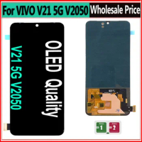 OLED Black 6.44 ” For Vivo V21 5G V2050 LCD Display Screen Touch Digitizer Assembly Support screen fingerprint