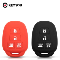 KEYYOU Key Rings For Toyota Camry Corolla RAV4 Vios Prius C Highlander 2012-2016 2017 2018 Car Key Silicone Case Key 4 Buttons